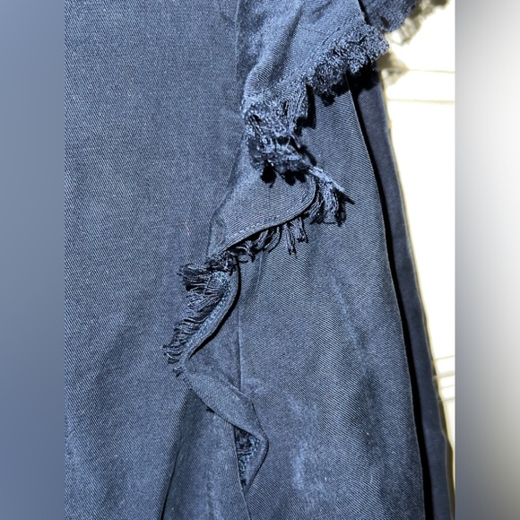 Navy Blue Cloth & Stone Button-up with Ruffle Sleeve Detail - Picture 3 of 5